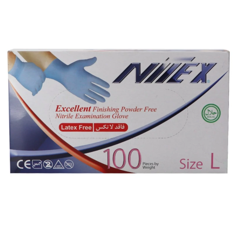دستکش یکبار مصرف نیتریل مدل  Nitex سایز L بسته 100عددی