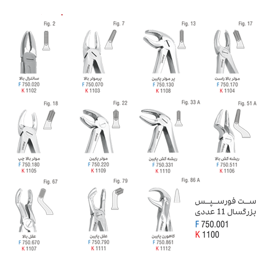 ست فورسپس فالکن 10 عددی بدون فنر